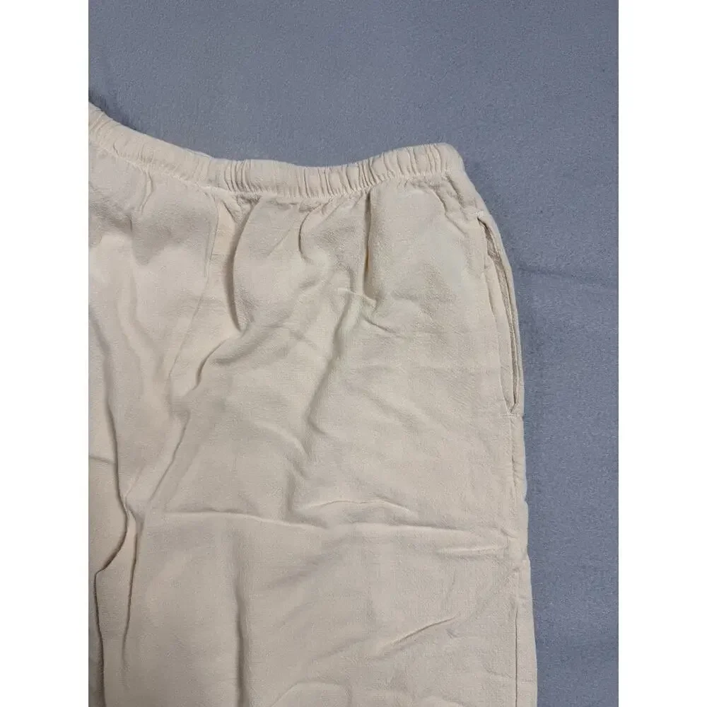 Womens Cotton Linen Pants Size Small Beige Trousers 12